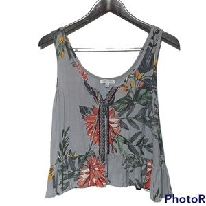 Patron of Peace flowy crop peplum tank